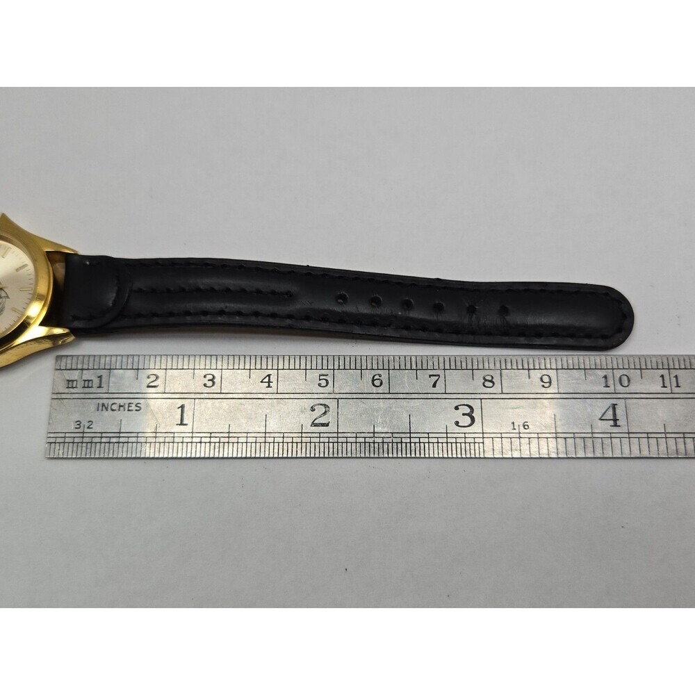 USMC Marine Corps EGA Gold Tone Womens Quartz Date Watch 29 MM Black New Battery - Picture 8 of 12